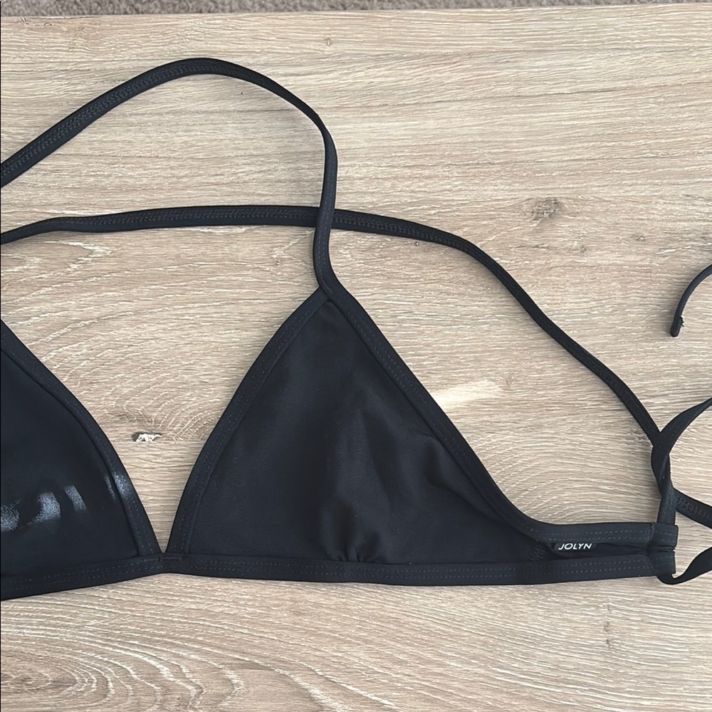 Jolyn Clothing Classic Black Bikini Top. MEDIUM